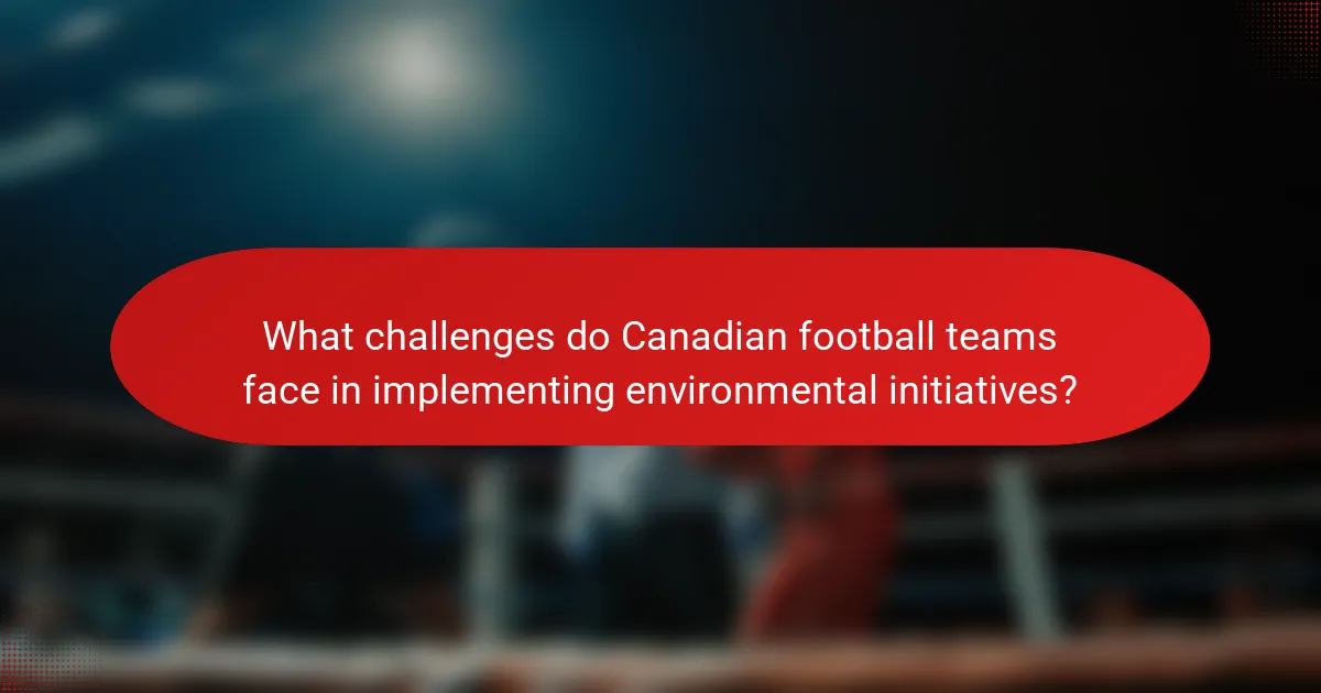 What challenges do Canadian football teams face in implementing environmental initiatives?