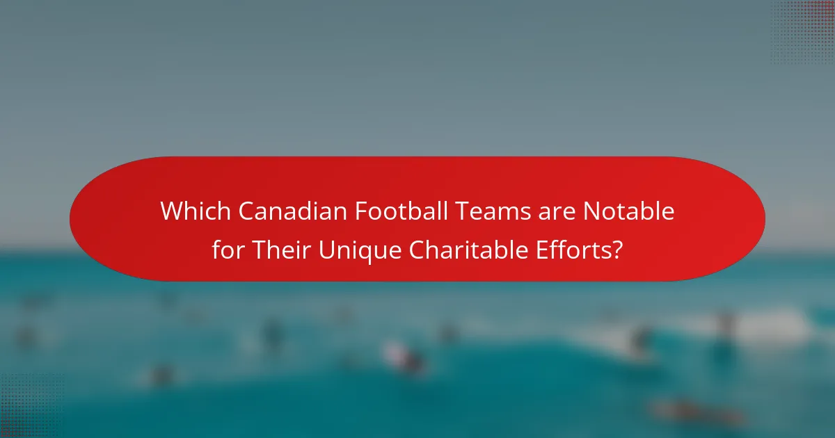 Which Canadian Football Teams are Notable for Their Unique Charitable Efforts?