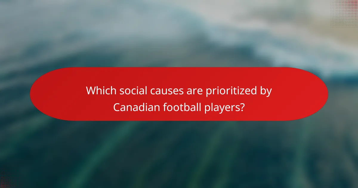Which social causes are prioritized by Canadian football players?